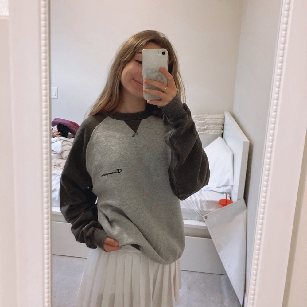Gray Color block Champion Crewneck Sweatshirt